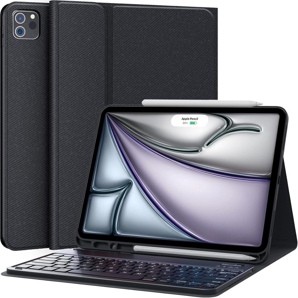 CHESONA iPad Air 13 M2 M3‎ Pro 12.9 Keyboard Case Detachable Black New